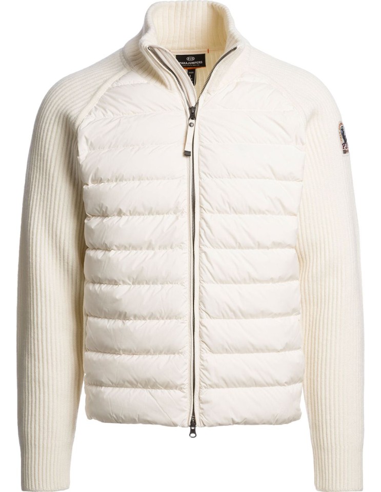 Olmo Cardigan híbrido de Parajumpers en color blanco roto vista frontal