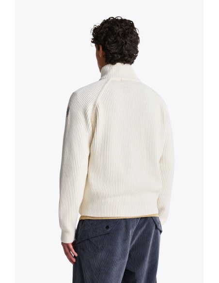Olmo Cardigan híbrido de Parajumpers en color blanco roto vista espalda