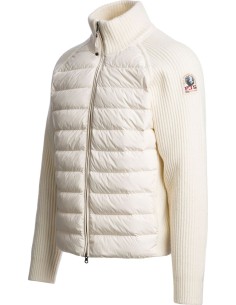 Olmo Cardigan híbrido de Parajumpers en color blanco roto vista frontal 2