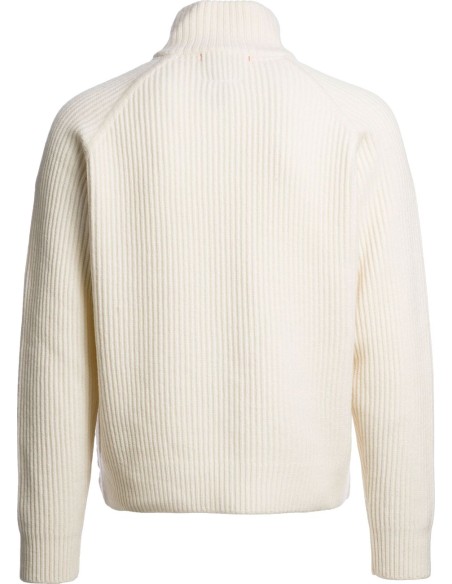 Olmo Cardigan híbrido de Parajumpers en color blanco roto vista espalda