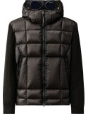 C.P. Company Chaqueta híbrida acolchada con capucha desmontable lana merino negro con gafas