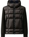 C.P. Company Merino Wool Padded Hybrid Hood Jacket negro con gafas vista frontal