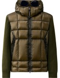C.P. Company Chaqueta híbrida acolchada con capucha desmontable lana merino verde con gafas