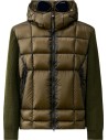 C.P. Company Chaqueta híbrida acolchada con capucha desmontable lana merino verde con gafas vista frontal