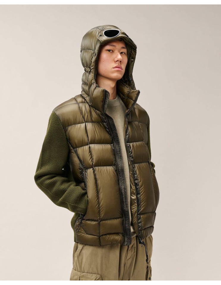 C.P. Company Chaqueta híbrida lana merino verde con gafas