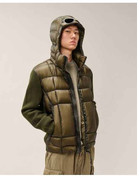C.P. Company Chaqueta híbrida lana merino verde con gafas