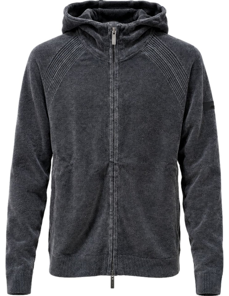 RRD Sudadera gris con Capucha Chenilla Velvet Techno Wash Hood Zip Knit | Efecto Delavé vista frontal