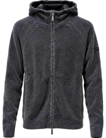 RRD Sudadera gris con Capucha Chenilla Velvet Techno Wash Hood Zip Knit | Efecto Delavé vista frontal