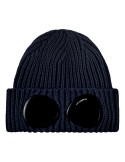 C.P. COMPANY gorro lana merino azul con gafas
