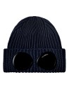 C.P. COMPANY gorro lana merino azul con gafas