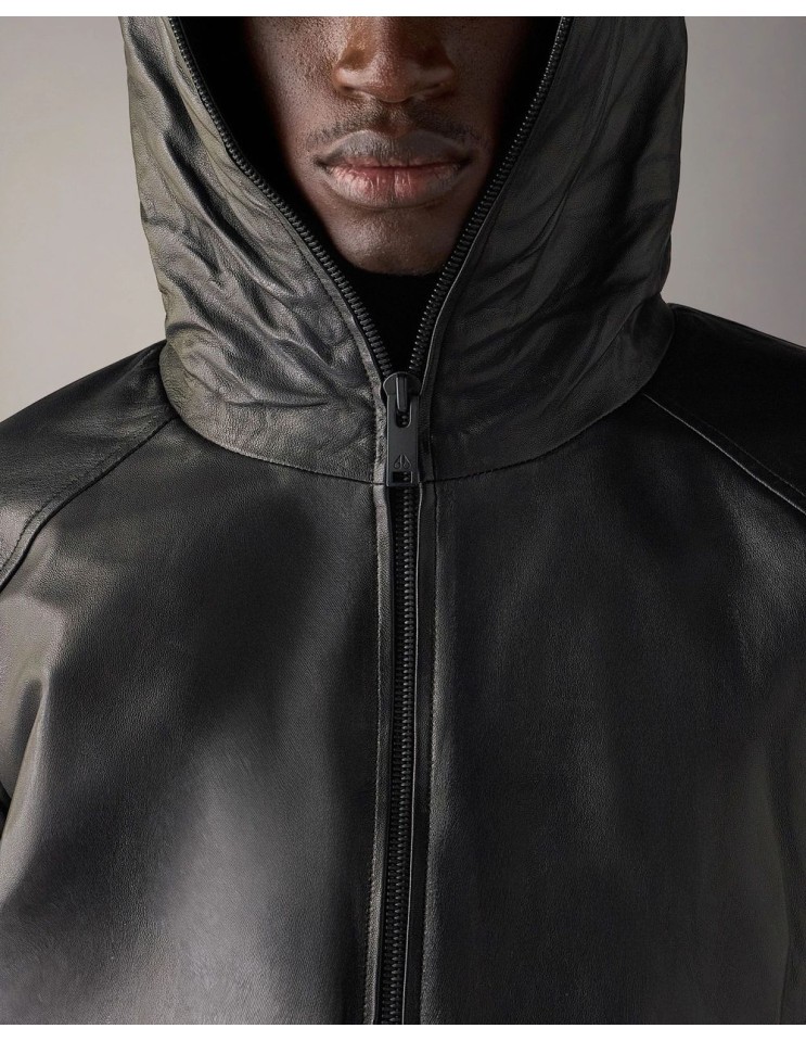 Chaqueta de Cuero Neo Bunny — Moose Knuckles detalle cierre