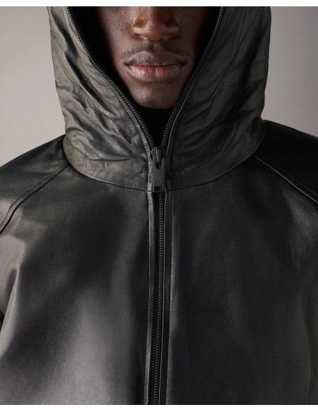 Chaqueta de Cuero Neo Bunny — Moose Knuckles detalle cierre