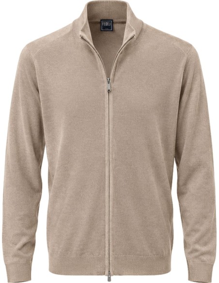 Cárdigan de hombre Favonio de Fedeli beige 140 VISTA FRONTAL
