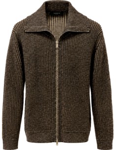Zanone cardigan lana cremallera bicolor marrón / beige vista frontal