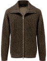 Zanone cardigan lana cremallera bicolor marrón / beige vista frontal