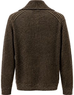 Zanone cardigan lana cremallera bicolor marrón / beige vista frontal 2