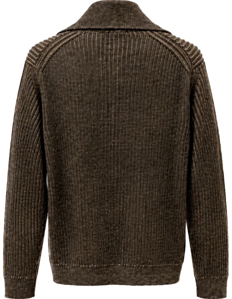 Zanone cardigan lana cremallera bicolor marrón / beige vista espalda