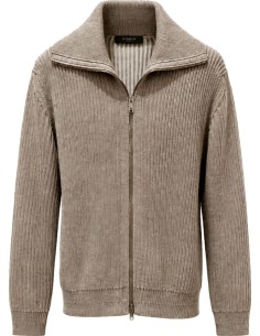 Zanone cardigan lana cremallera bicolor beige/nata vista frontal