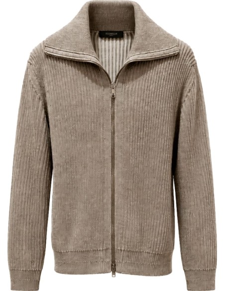 Zanone cardigan lana cremallera bicolor beige/nata vista frontal