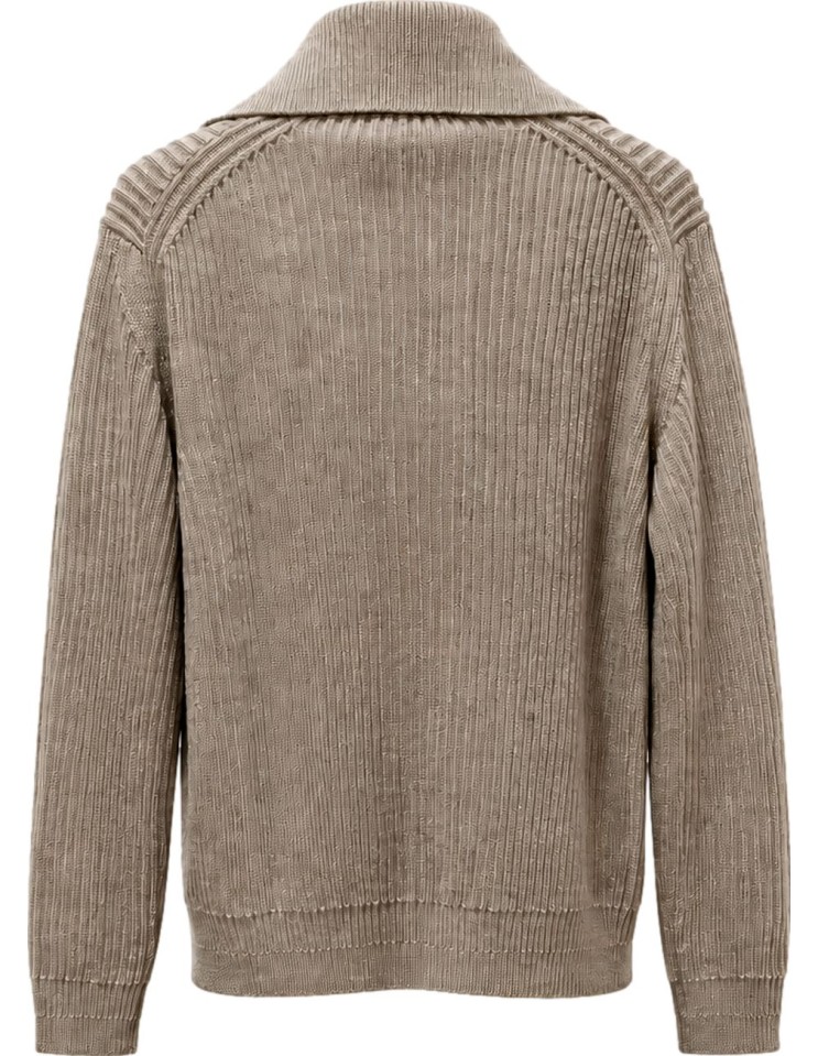 Zanone cardigan lana cremallera bicolor beige/nata vista espalda