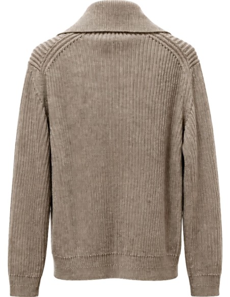 Zanone cardigan lana cremallera bicolor beige/nata vista espalda