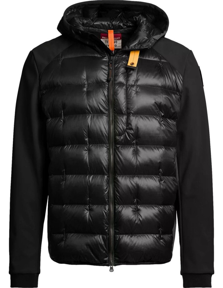 Chaqueta Híbrida Hombre Parajumpers Vigolo negro con Capucha vista frontal