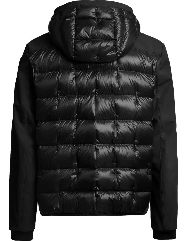 Chaqueta Híbrida Hombre Parajumpers Vigolo negro con Capucha vista espalda
