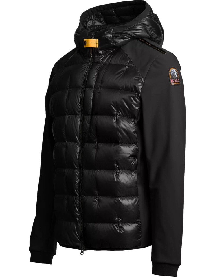 Chaqueta Híbrida Hombre Parajumpers Vigolo negro con Capucha vista lateral