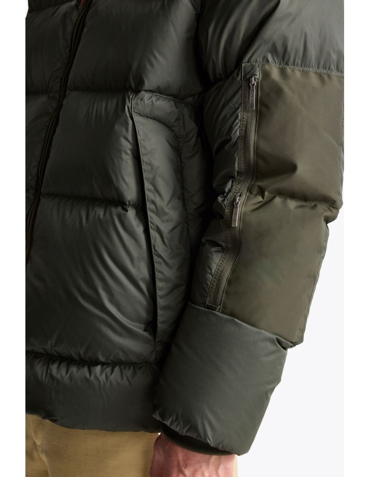 Parajumpers Tyrik verde – Chaqueta de plumón con capucha Endurance detalle manga