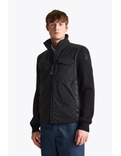 Parajumpers Steel River Cárdigan Híbrido Hombre Negro vista frontal 2