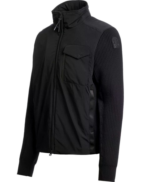 Parajumpers Steel River Cárdigan Híbrido Hombre Negro vista lateral