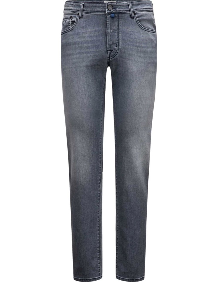 Jacob Cohën Jeans Bard gris etiqueta tartán azul, vista frontal