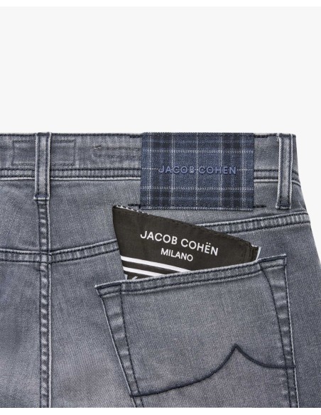 Jacob Cohën Jeans Bard gris etiqueta tartán azul etiqueta tartan azul