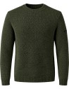 Jersey verde cuello redondo de punto estructurado modelo Luz – Saint James  vista lateral con logo en manga