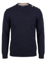 Jersey Saint James azul marino Rives con contrastes en beige vista frontal