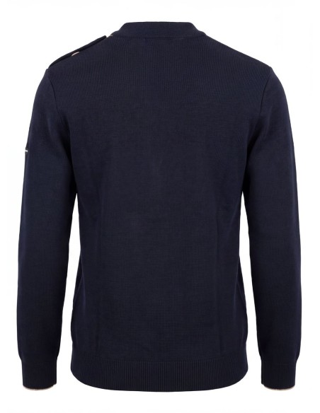 Jersey Saint James azul marino Rives con contrastes en beige vista espalda