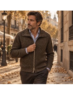 Cárdigan marrón bicolor outfit