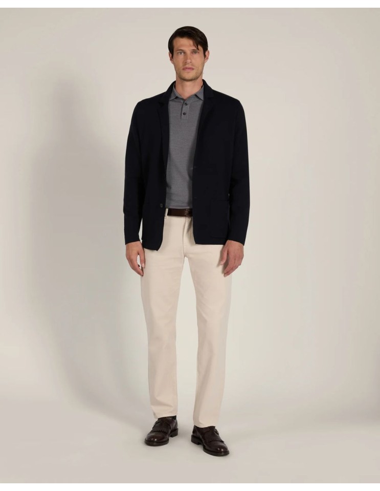 Incotex Pantalón cinco bolsillos algodon cashmere marfil vista outfit