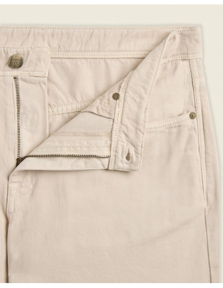 Incotex Pantalón cinco bolsillos algodon cashmere marfil detalle cierre
