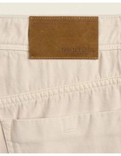 Incotex Pantalón cinco bolsillos algodon cashmere marfil vista frontal 2