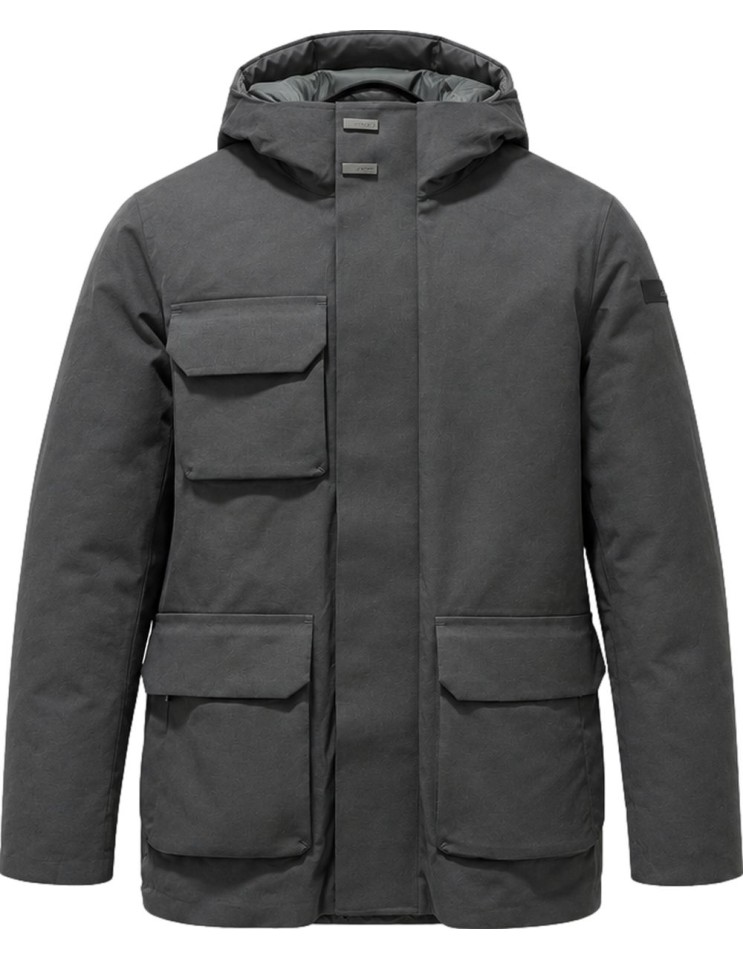 jacket gris con capucha Hut Floating Field de plumón – RRD vista espalda