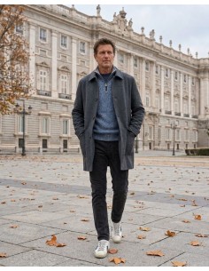 On the Bund abrigo gris lana cashmere gris vista frontal 2