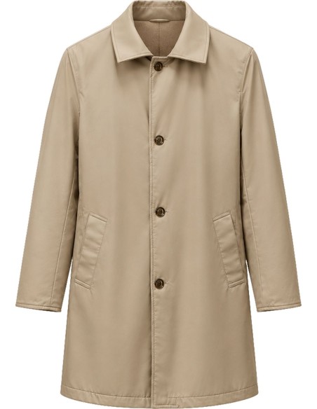 Abrigo Onthebund reversible beige vista frontal nailon impermeable