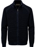 Cárdigan azul de Ferrante con cremallera doble 100% lana merino extrafina