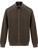 Cárdigan marrón de Ferrante con cremallera doble 100% lana merino extrafina