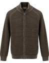 Cárdigan marrón de Ferrante con cremallera doble 100% lana merino extrafina vista frontal