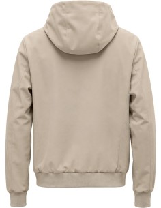 Fradi soft shell Beige con capucha e interior aterciopelado vista frontal 2
