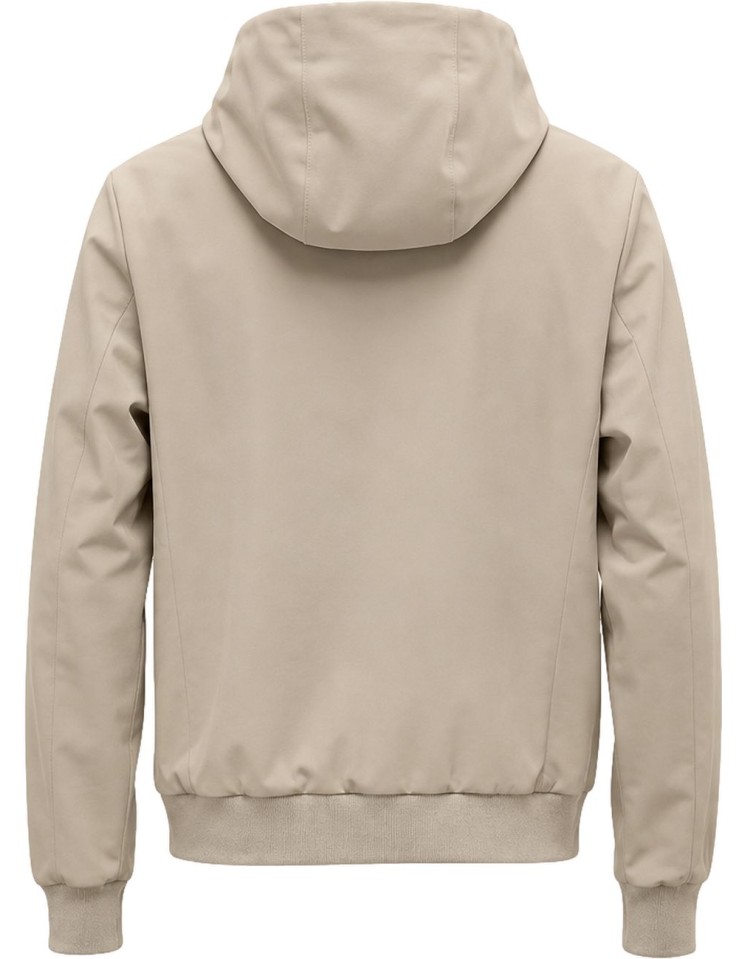 Fradi soft shell Beige con capucha e interior aterciopelado vista espalda