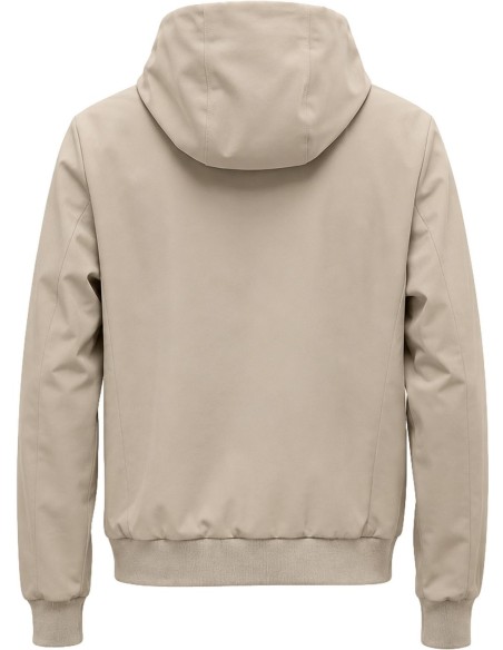 Fradi soft shell Beige con capucha e interior aterciopelado vista espalda