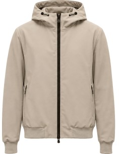 Fradi soft shell Beige con capucha e interior aterciopelado vista frontal